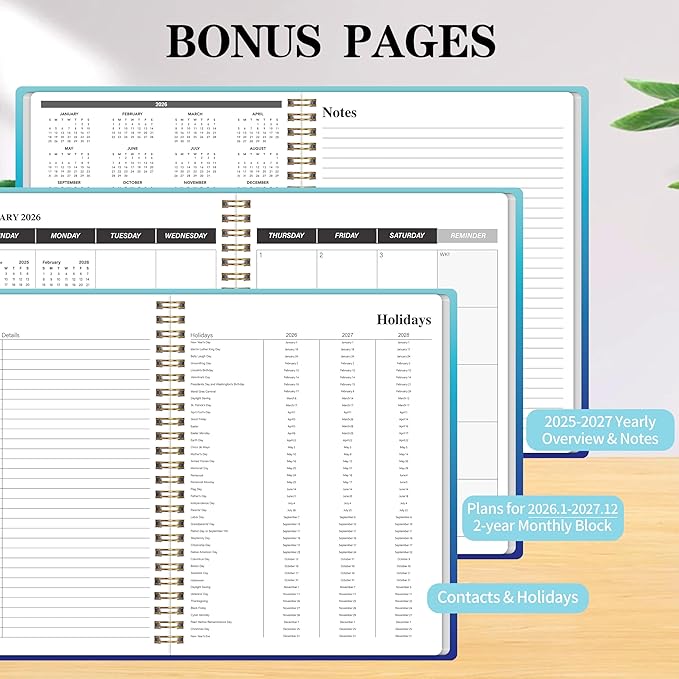 Monthly Planner 2026-2027, 2026 Calendar 24 Months Planner, 7.4"x9.4", JAN 2026 - DEC 2027, Personal Organizer with Monthly Goals, To-Do List, Habit Tracker, 24 Monthes for School Office Home Planning