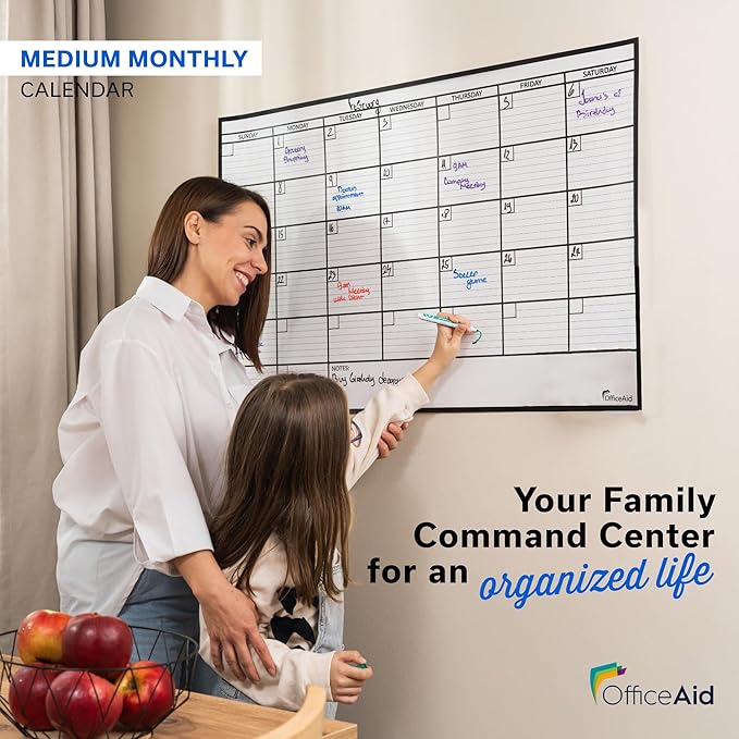 Large Dry Erase Calendar for Wall, 24x36, Large Wall Calendar Dry Erase, Big White Board for Office, Home & School, Giant Erasable Whiteboard, Jumbo Monthly Undated Reusable White Board Planner