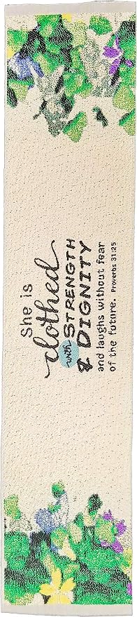 She is Clothed with Strength & Dignity, Bulk Pack of 6 Woven Fabric Christian Bookmarks, Silky Soft Proverbs 31:25 Flexible Bookmarker for Novels Books and Bibles, Religious Memory Verse Gift