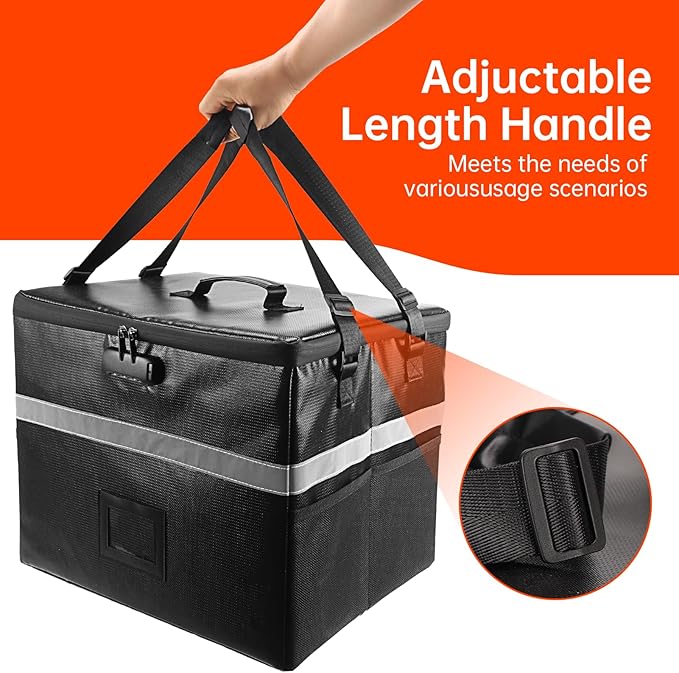 MEBRUDY Vinyl Record Storage Box with Lock, Fireproof & Water Resistant Album Storage for 150+ Records 12 inch, LP Storage Case with Adjustable Handle for Collectors, 16.7" x 13" x 13"