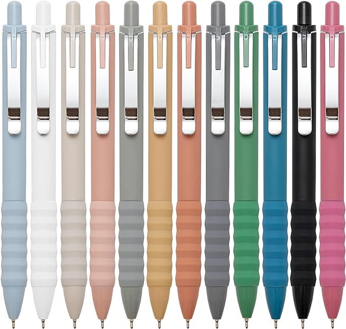 Aisibeiger Ballpoint Pens Black Ink Ball Point Pen with Super Soft Grip Medium Point 1.0mm Office Pens (Silver 12-count)