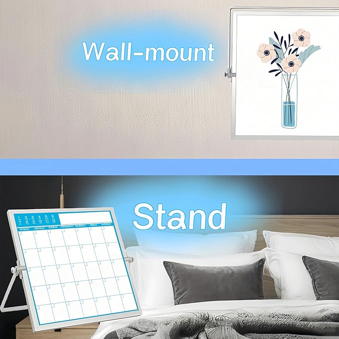 Magnetic Calendar Whiteboard - 10x10 Inch Compact Monthly Dry Erase Schedule for Office Home School, Small Spaces, Portable&Reusable Design for Desks