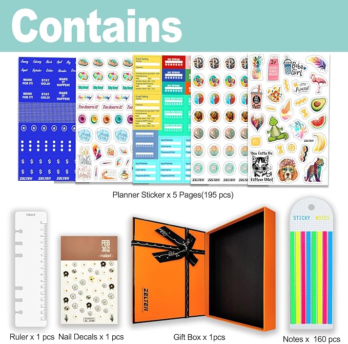 A6 A5 6-Holes Colorful PVC Cover Personal Organizer with Snap Button Closure File Folder for Loose Leaf Sheet Notebook (Blue Daisy, A6 Gift Box)