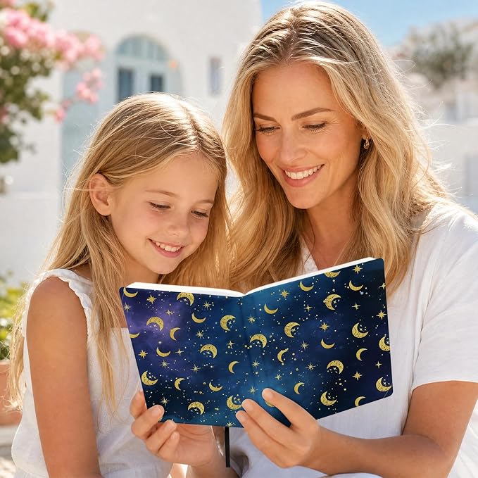 6 Pack Stretchable Book Covers, Jumbo Book Covers for Paperbacks Hardcover Books up to 9 x 11 Inches, Reusable Washable Protective Fabric Books Sleeves, Starry Sky
