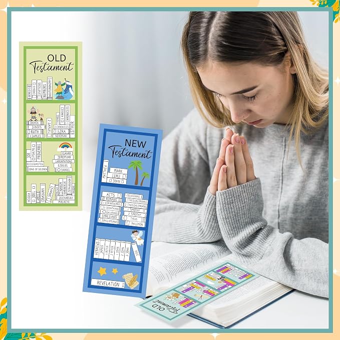 Haooryx Bible Reading Tracker Bookmarks - 120Pcs Old and New Testament Tracker Christian Religious Paper Bookmark Books of The Bible Book Mark for Book Lovers Sunday School Student Reward Church Gifts