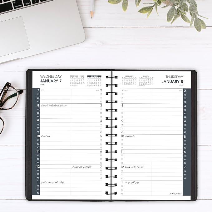 AT-A-GLANCE 2026 Appointment Book Planner, Daily, 5" x 8", Small, Quarter-Hour, Black (708000526)