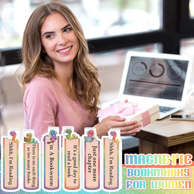100 Pcs Magnetic Worm Bookmarks Bulk End of The Year Gifts for Students Back to School Funny Cute Magnet Page Markers for Students Teachers Classroom Rewards Reading Party Favors for Book Lovers