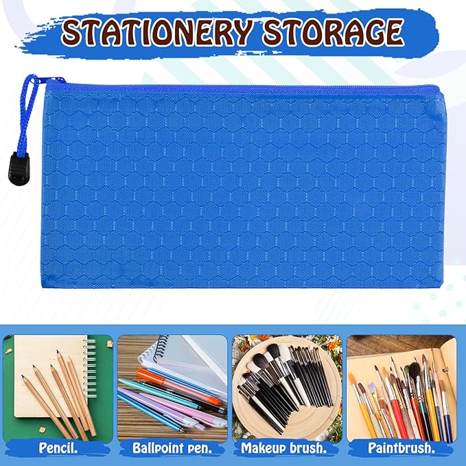 48pcs Zipper Pencil Pouch Pencil Bags 12 Colors Waterproof Pencils Bag Small Organizing Bags for Organizing Storage Office Supplies Bills Cosmetics Travel Accessories