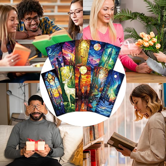 Fantasy Vintage Bookmark Gifts - 20 Pcs Personalized Art Stained Glass Bookmarks for Women Book Lovers Novel Fans Reading Accessories Bookish Merch Gift for Birthday Christmas New Year