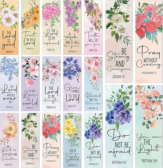 Bible Verse Bookmarks Gifts - 96 Pcs Inspirational Scripture Christian Bookmark Religious Motivational Flower Book Mark Page Clips Gift for Women Men Bible Study Church Readers Book Lovers