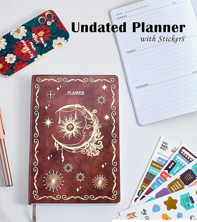 Undated Agenda 2026 Daily Planner 2026, Undated Planner, Daily Planner, Planner, 2026 Monthly Planner, Weekly Planner, Goal Setting, A5 Calendar, Simple Teacher Supplies Daily, Brown