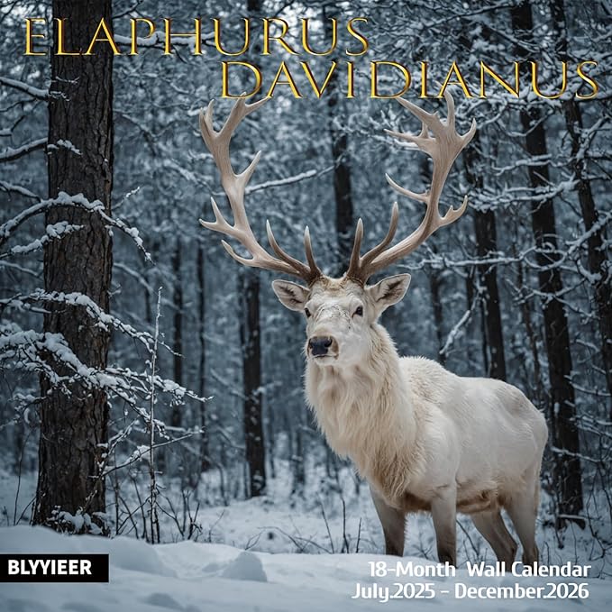 2026 Wall Calendar,Calendar 2025-2026,Elaphurus davidianus Monthly Wall Calendar, 12" x 24" Open,Family Planner Calendar, Home & Office Organizer,Hangable