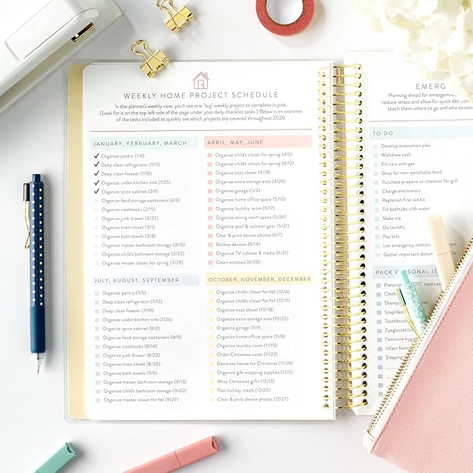 PPP Home Planner 2026 | 12-Month Weekly Calendar (Sunday Start) | Monthly Review & Seasonal Checklists | Budgeting & Savings Worksheets | Daily Bible Reading Plan | Checklists for Routines and Goals