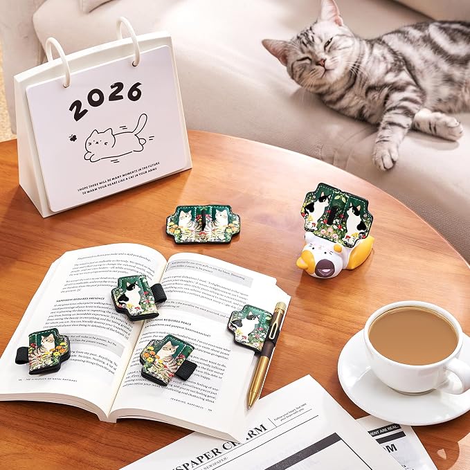 2 Pcs Cat Magnetic Bookmarks with Gift Box,Book Leather Markers for Women, Book Marks Cute Bookmarks for Women, Cute Magnetic Bookmarks for Women, Book Marks for Reading Women