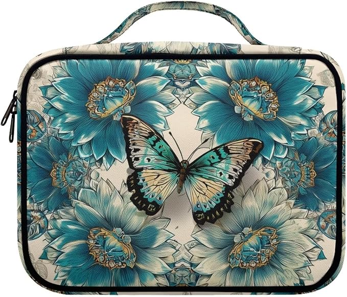 Bible Covers for Women & Men, Bible Organizer Carrying Case with Zippered Pocket Bible Protective Bag, Bohemian Mandala Butterfly