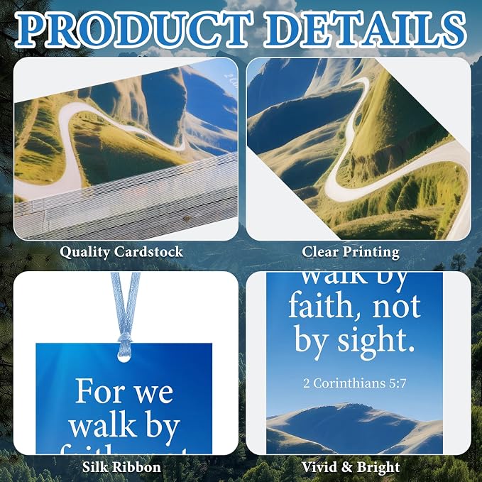 Dispowreath 60 Pcs Walk by Faith Bookmarks Religious 2 Corinthians 5: 7 Bookmarks Church Exchange Gifts for Men & Women Church Prizes Party Favors
