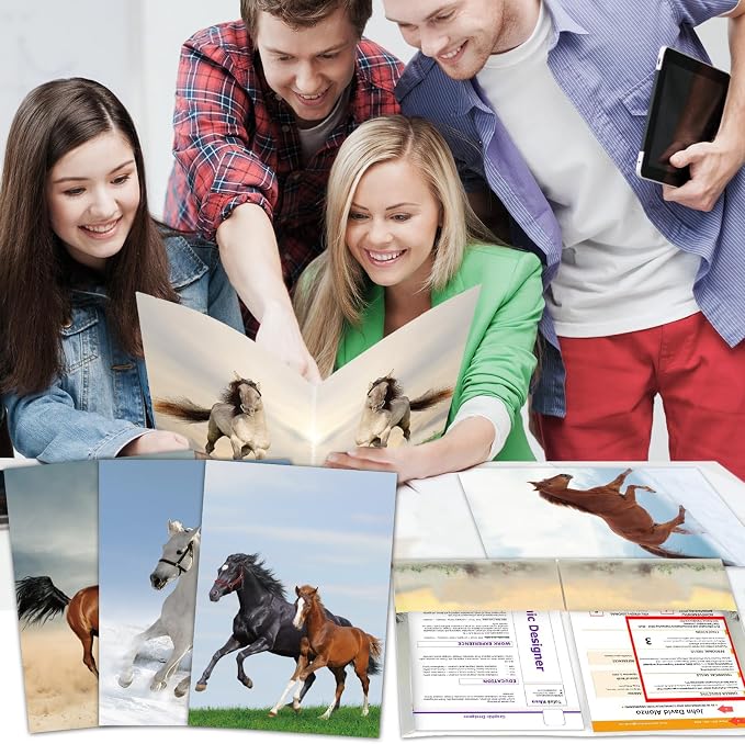 Horse Decorative File Folder Set Horse 2-Pocket Folder Set 6 Designs Laminated Folder for Teachers Students School Office Supplies Animal Pocket Homework Folders Bulk for Kids 12 Count 8.6in x 11.8in