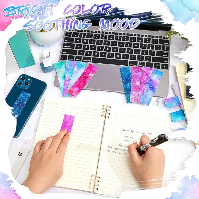 Gersoniel 72 Pcs Anxiety Sensory Stickers Calm Stickers Adhesive Textured Mental Health Strips Mindfulness Fidget Decals Stress Anxiety Relief Items for Desk Therapy Office Counselor(Ink Starry Sky)