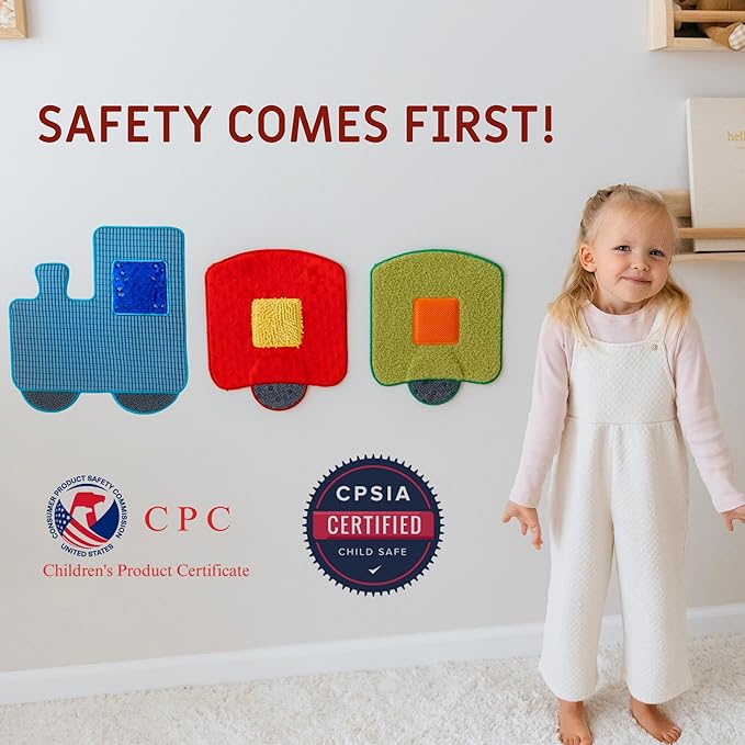 Sensory Wall Panel for Kids Ages 3+ - Train Tactile Texture Board for Fine Motor Skills & Calm Down Corners - Screen-Free Sensory Wall Toy for Home, Classroom & Autism Support