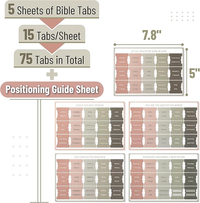 Mr. Pen- Bible Tabs, 75 Tabs, Green Terracotta, Vintage, Laminated Bible Tabs for Women and Men, Bible Tabs for Study Bible, Bible Index Tabs, Bible Book Tabs, Bible Labels Tabs, Mr Pen Bible Tabs
