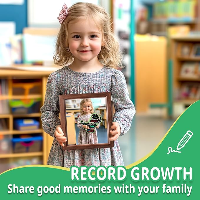 First and Last Day of School Chalkboard Sign with 4 Chalk Markers -12''×11'' Double Sided Back to School Sign Photo Prop for Preschool Kindergarten (Black-Dinosaur)