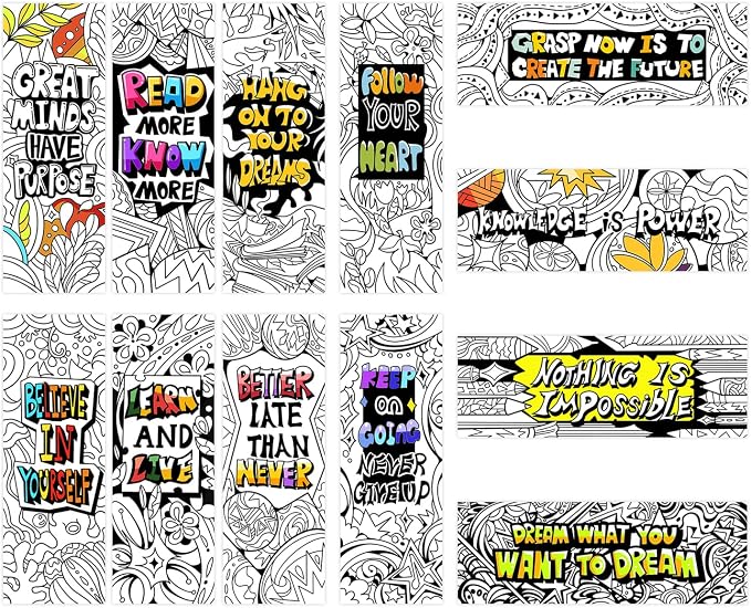 120 PCS Inspirational Bookmarks, 12 Designs | Motivational,Gratitude,Appreciation,Kindness & Encouragement Sayings Bookmarks for Students,Party Favors Classroom Rewards