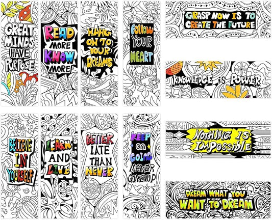 120 PCS Inspirational Bookmarks, 12 Designs | Motivational,Gratitude,Appreciation,Kindness & Encouragement Sayings Bookmarks for Students,Party Favors Classroom Rewards