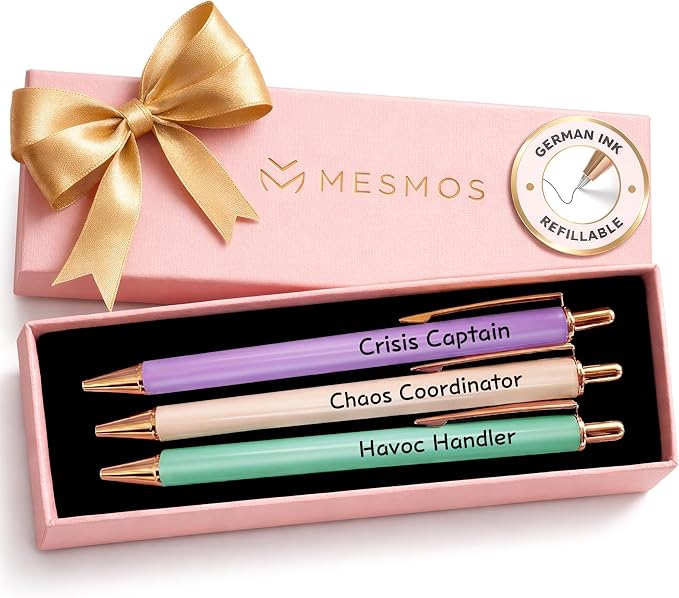 MESMOS 3Pcs Chaos Coordinator Pen Gift Set for Woman, German-Ink & 1mm Swiss-Tip, Chaos Coordinator Gifts for Women, Gift for Boss Female, Managers, Leader, Supervisors, Teachers, Boss Gifts for Women