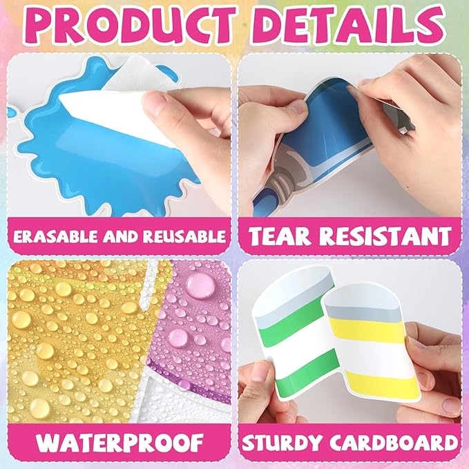 Art Paint Classroom Bulletin Board Decorations Artist Painting Cutouts with Paper Pom Poms Creativity Starts Here Cutouts for Student Teacher Wall Chalkboard Decor Back to School Supplies