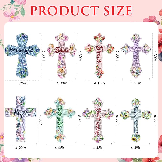 Cross Diamond Painting Bookmarks - 8PCS 5D Diamond Art Bookmark Kits with Tassel Bible Verse Rhinestone Page Marks Inspirational Christian Bookmarks for Reading Lover Book Decor DIY Crafts Gift