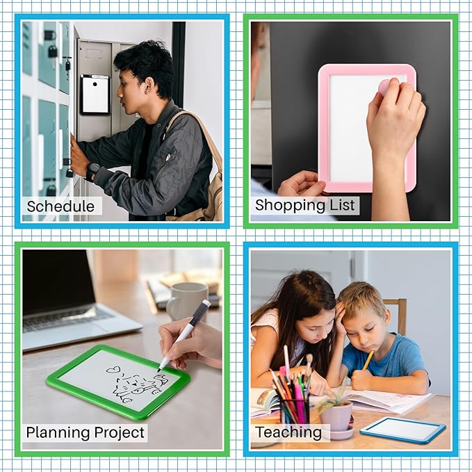 Lincia 6 Pack Magnetic Dry Erase White Board, 5"x7" Board with 14 Markers, Small Dry Erase Whiteboard with Magnetic for School Locker, Office, Refrigerator, Students, Girls
