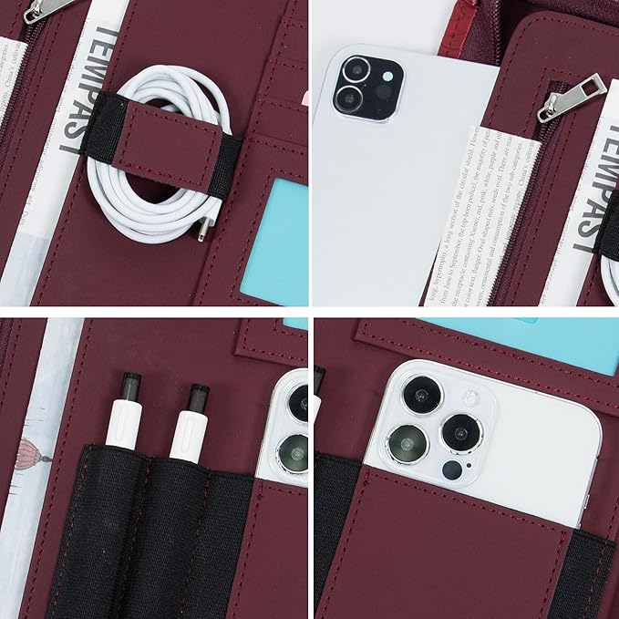 Elegant Multi-Function Leather Portfolio Organizer with A4 Notepad, Tablet and Phone Holders – Perfect for Business Professionals, Students, and Entrepreneurs – Ideal for Meetings, Conferences