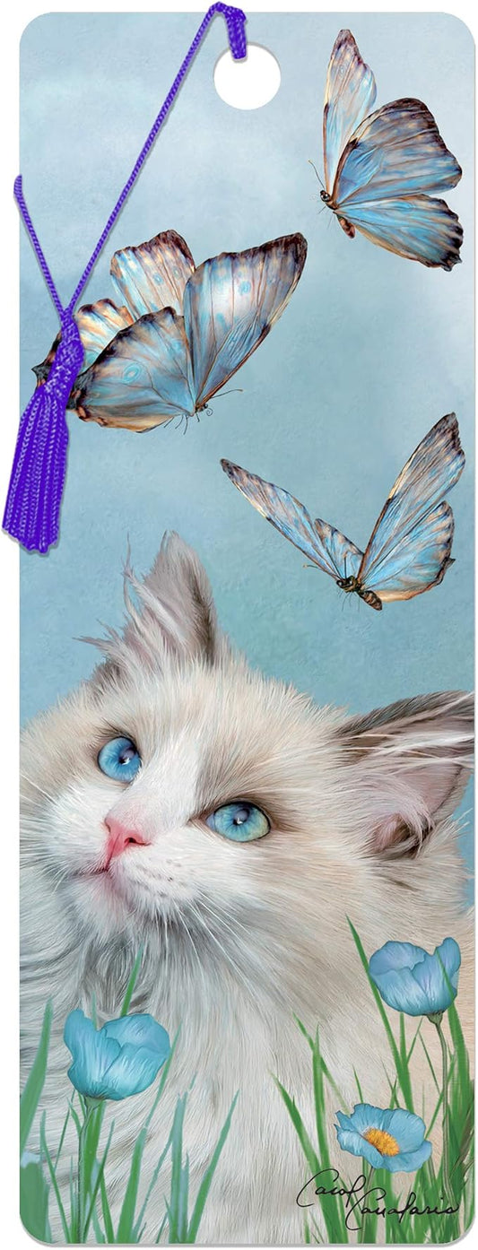 3D LiveLife Bookmark - Ragdoll & Butterflies from Deluxebase. Cute Lenticular Cat Page Marker. Animal Themed Accessories for Book Lovers. Small Gifts for Men, Women, Writers and Teachers.