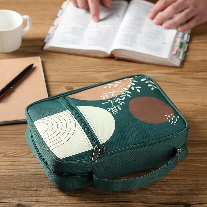 Mr. Pen- Bible Cover Case, Carrying Book Case with Durable Handle and Zippered Pocket, Bible Protective Church Bag for Men & Women, Christian Gifts, Dark Green
