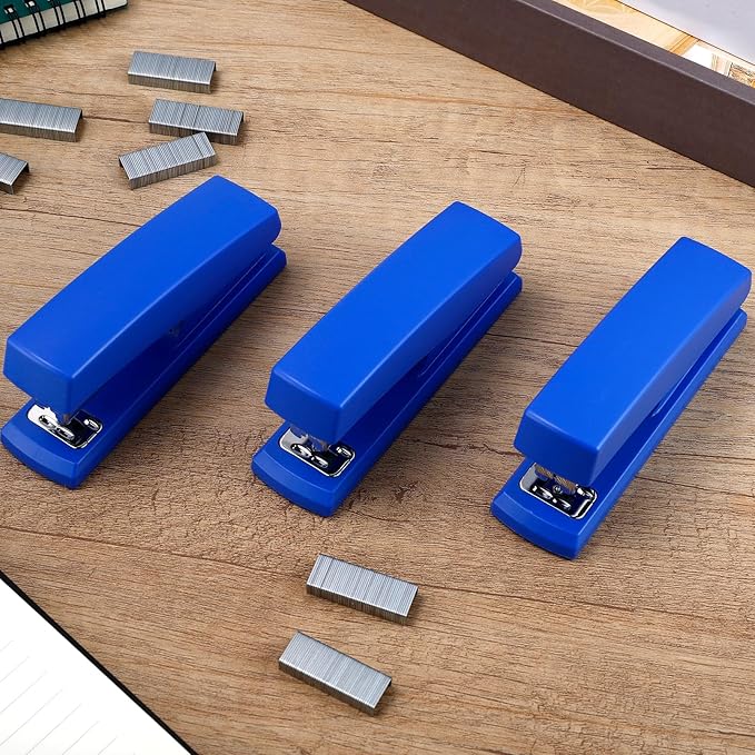 10 Pcs Staplers, Heavy Duty Office Stapler with 6000 Staples, 20 Sheet Capacity Standard Staple Bulk, Metal Desktop Staplers for Desk Home Office(Blue)
