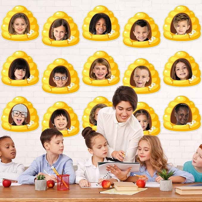 gisgfim 80Pcs Bee Hive Cutouts Summer Honey Bee Hive Decorations Bulletin Board Honey Daisy Paper Cut-Outs Classroom Decor for Boy Girl DIY Craft Photo Wall Kindergarten Preschool Party Favor Supply