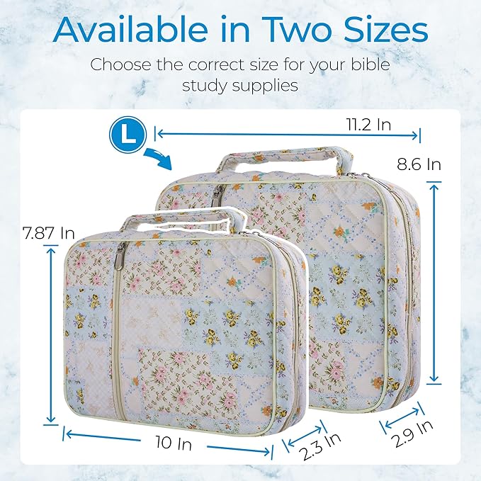 WOBAGMEN Bible Cover Case for Women,Large Bible Tote Bags Organizer Quilted Carrying Case for Girls,Bible Study Supplies Accessories Christian Gifts for Women (Colorful Floral, L)