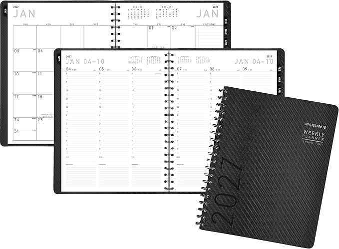 AT-A-GLANCE 2027 Appointment Book Planner, Weekly & Monthly, 8.25" x 11", Half-Hourly, Contemporary, Charcoal (70950X4527)