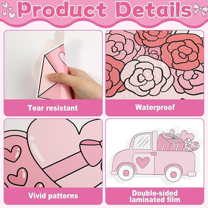 Valentine's Day Bulletin Board Decorations Set Very Cutesy Very Loved Pastel Pink Classroom Decoration Valentines Bows Candy Love Heart Cutouts for School Home Chalkboard Wall Decor Party Supplies