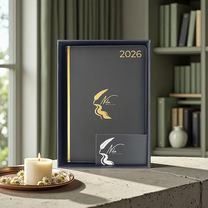2026 Diary : A5 PU Leather 2026 Planner & Journal with Gift Box, Gold Foil Date, 336 Ivory Pages