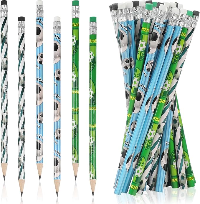 CCINEE 48 Pack Football Pencils For Kids,Fun Sport Soccer Pencils Bulk For Students Football Birthday Party Favors Easter Basket School Classroom Prizes Gift Stationery