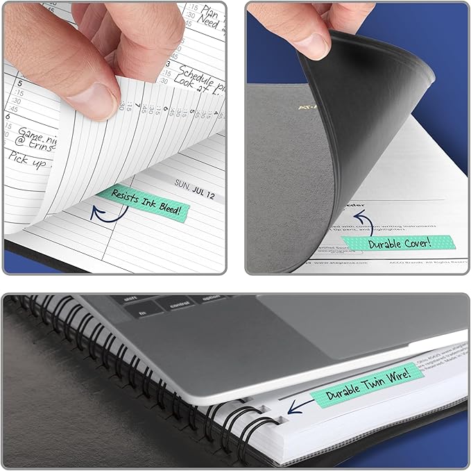 AT-A-GLANCE Planner 2026-2027 Weekly Academic 14-Month July-August, Quarter-Hourly Appointment Book, 7" x 8-3/4", Black (7095805)