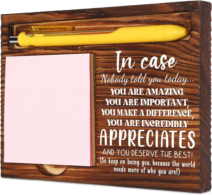 Appreciation Thank You Gift for Coworker Teacher Nurse Friend, Wooden Sticky Note Holder for Desk, Employee Appreciation Desk Organizer, Office Gift for Women Men Mentor HR VN337