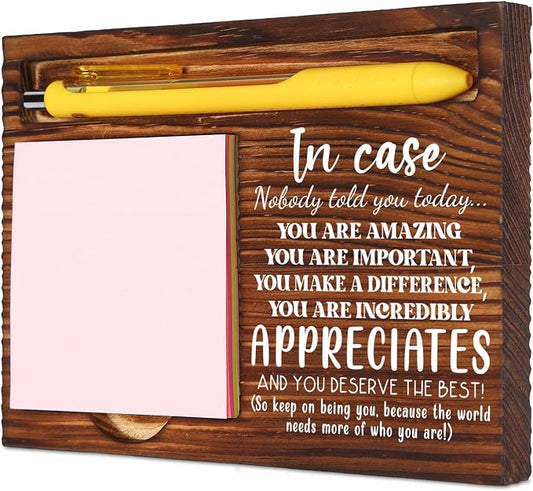 Appreciation Thank You Gift for Coworker Teacher Nurse Friend, Wooden Sticky Note Holder for Desk, Employee Appreciation Desk Organizer, Office Gift for Women Men Mentor HR VN337