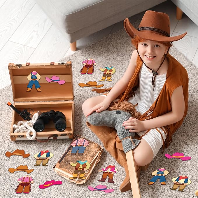 48Pcs Western Cowboy Hat Cutouts Bulletin Board Decorations Pink Cowgirl Paper Cut Outs DIY Photo Picture Craft for Kids Kindergarten Party Home Wall Back to School Classroom Birthday Supplies