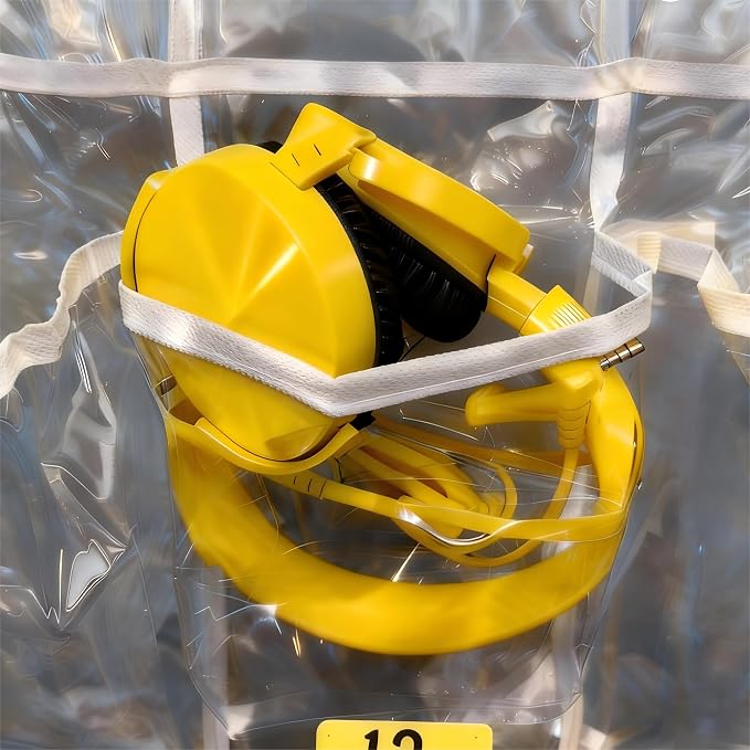 2-Pack Classroom Headphone Storage Organizer – 30 Clear PVC Pockets | Blank Colorful Labels, Custom Writing, School & Teacher Organization