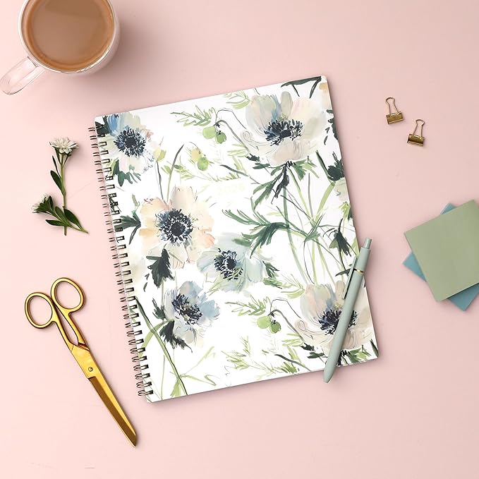 Blue Sky Kelly Ventura 2026 Weekly and Monthly Planner Calendar, January 2026 - December 2026, 8.5" x 11", Flexible Cover, Laminated Tabs, Durable Twin Wire Binding, Storage Pocket, Anemones
