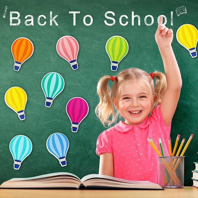 48 Pieces Hot Air Balloons Cutouts Bulletin Board Decorations Paper Balloon Cut Outs Assorted Color Hot Air Balloon Accent Name Tag Label for Kids School Office Supplies Back to School Classroom Decor