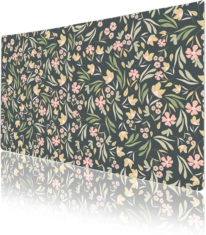 Colorful Star Large Mouse Pad, PU Leather Waterproof Desk Mat, Computer Gaming Mouse Pad, XXL Extended Mousepad Non Slip Desk Pad for School Office Home 23.6" x 13.8" - Ditsy Floral Print