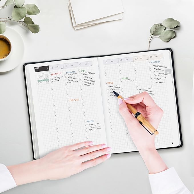 Hourly Academic Planner 2026-2027 – 24-Hour Planner with Weekly & Monthly Time Slots, Hardcover Appointment Book for Students & Professionals, Minimalist Japanese Design, June 2026 - July 2027 (6x8.5)